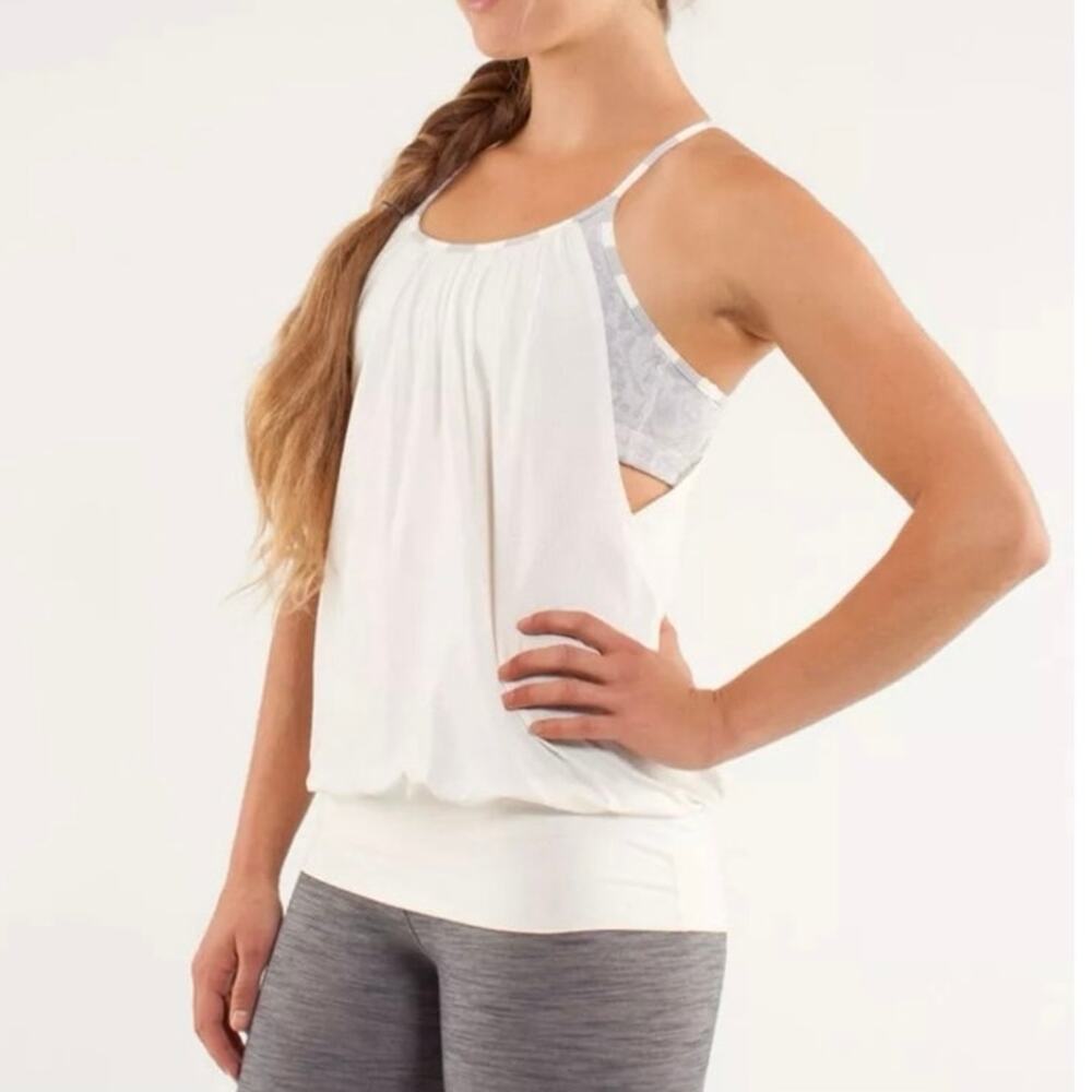 Lululemon No Limits Tank Top Polar Cream / Rose Herringbone Size 6 Racerback